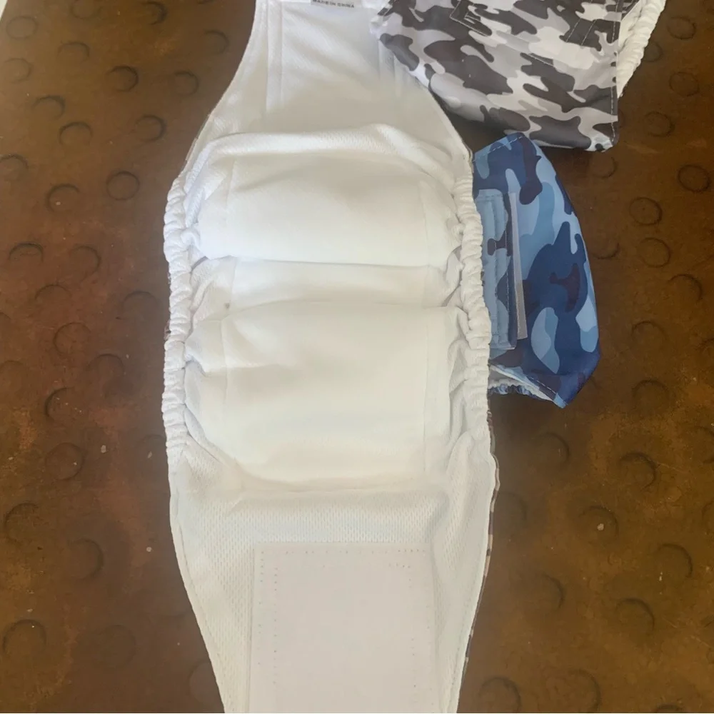Dog Diapers Reusable pkg of 3 Camo Velcro closure New